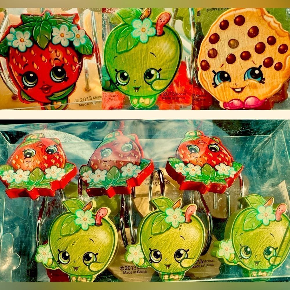 SHOPKINS SHOWER CURTAIN RINGS 2013 NEW
